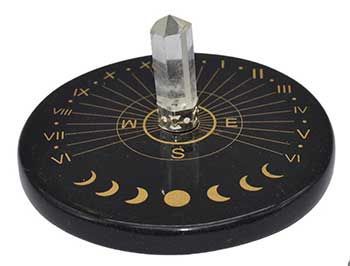 Black Agate and Clear Quartz Sun Clock