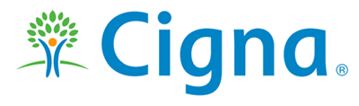 Cigna logo with blue text and a green-and-blue tree icon