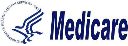 Medicare logo with blue text and the Department of Health and Human Services emblem