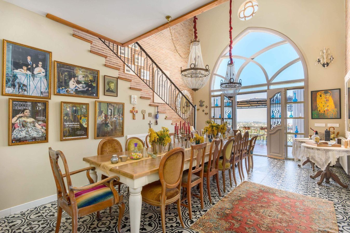 Villa Bridi, a 7-bedroom estate in the hills above Batroun, Lebanon: the dining hall