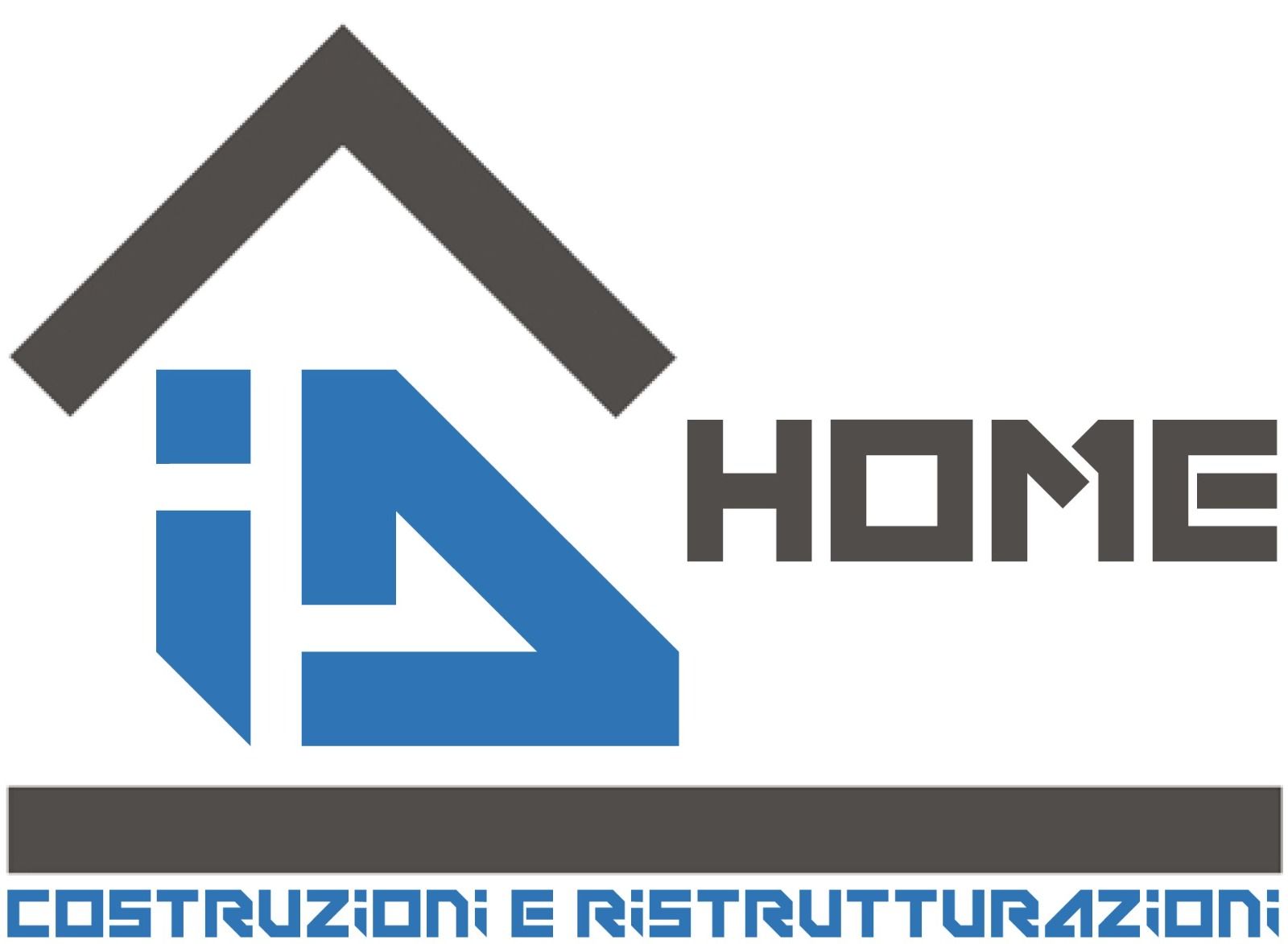 Logo per l'azienda di costruzioni e ristrutturazioni ID Home, con il profilo di una casa e la scritta
