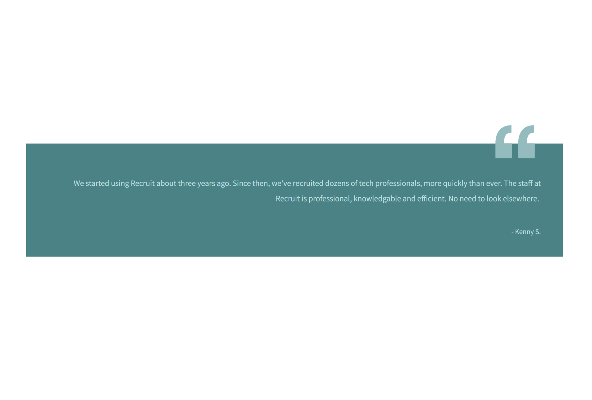 Quote within a teal rectangle: