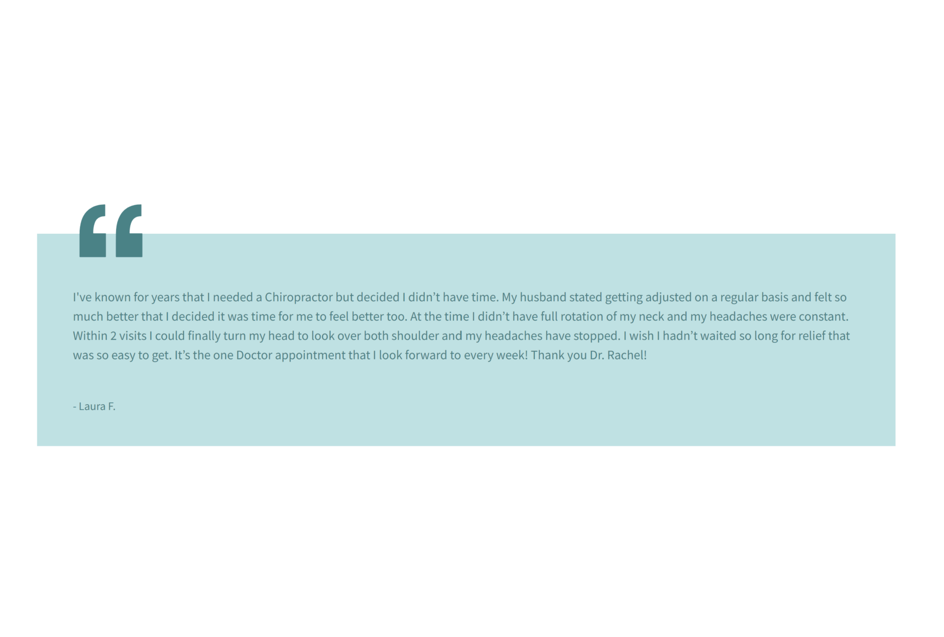 Quote on a turquoise background, text in white.