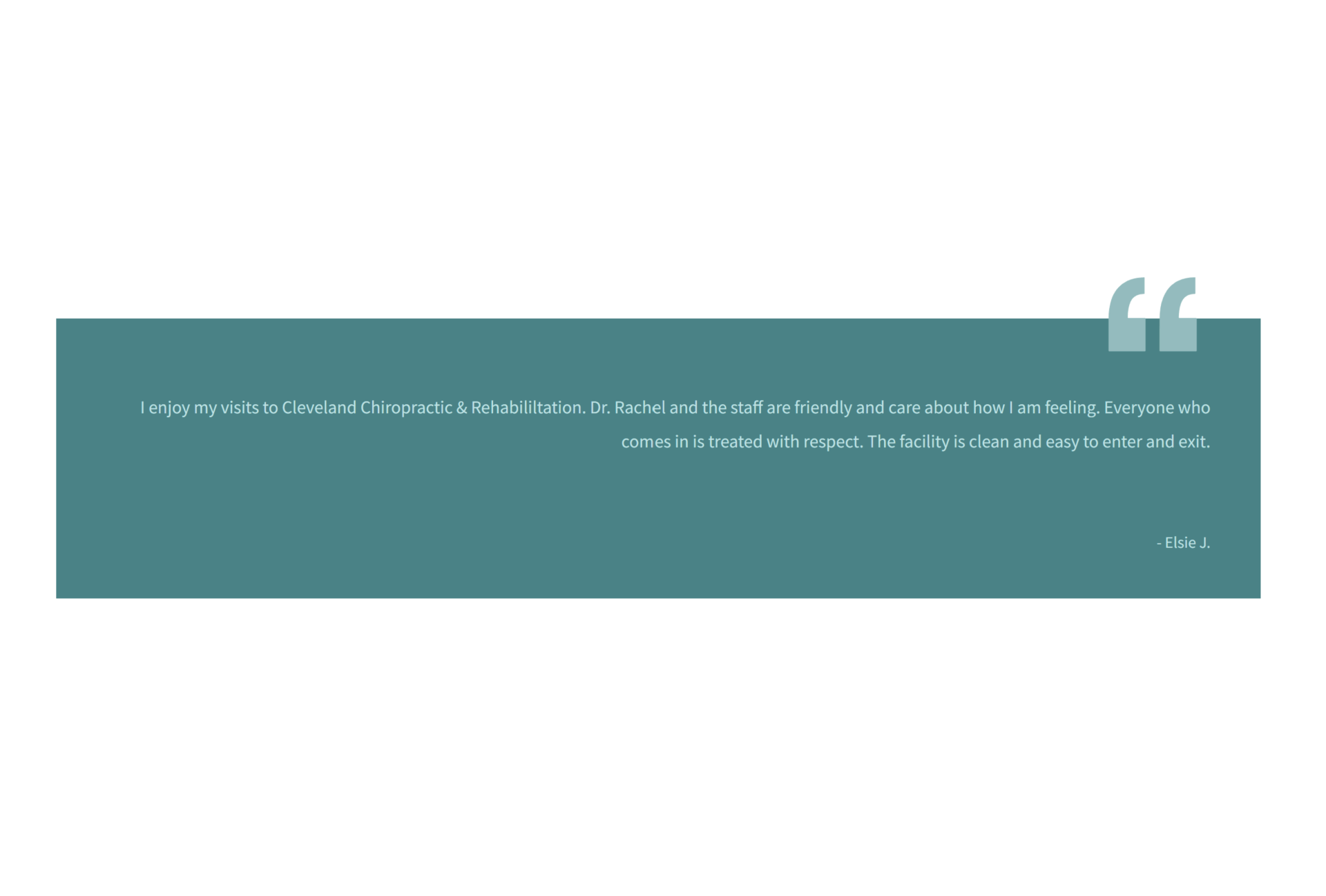 Quote in teal box: