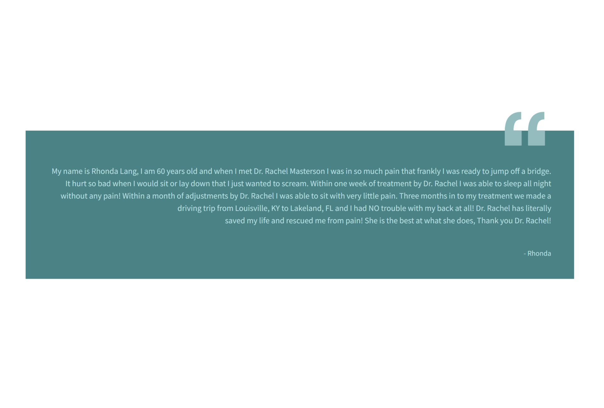 Quote in teal rectangle with quotation marks. Text about people, joy, and helping others.