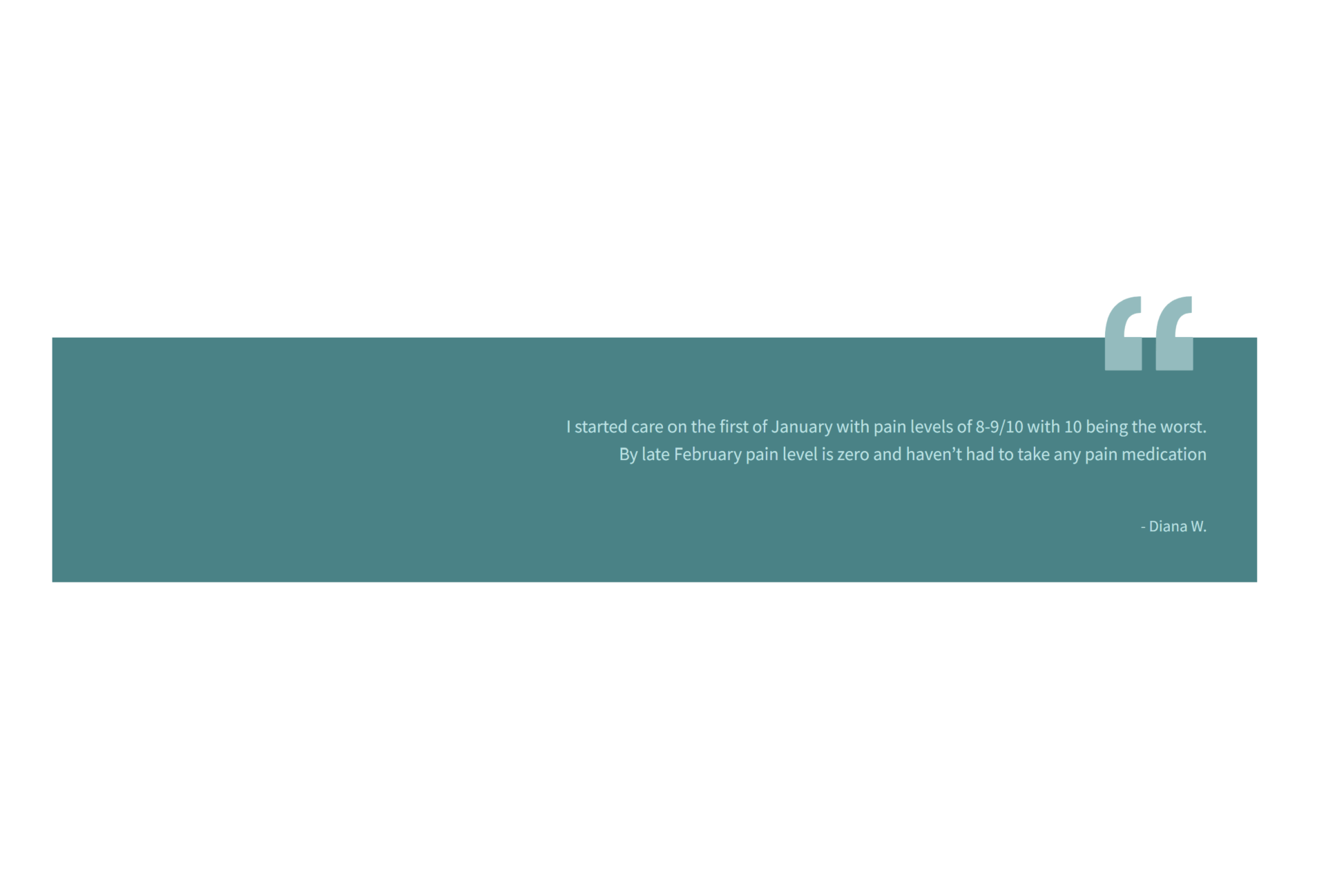 Teal rectangle with a quote in white text: