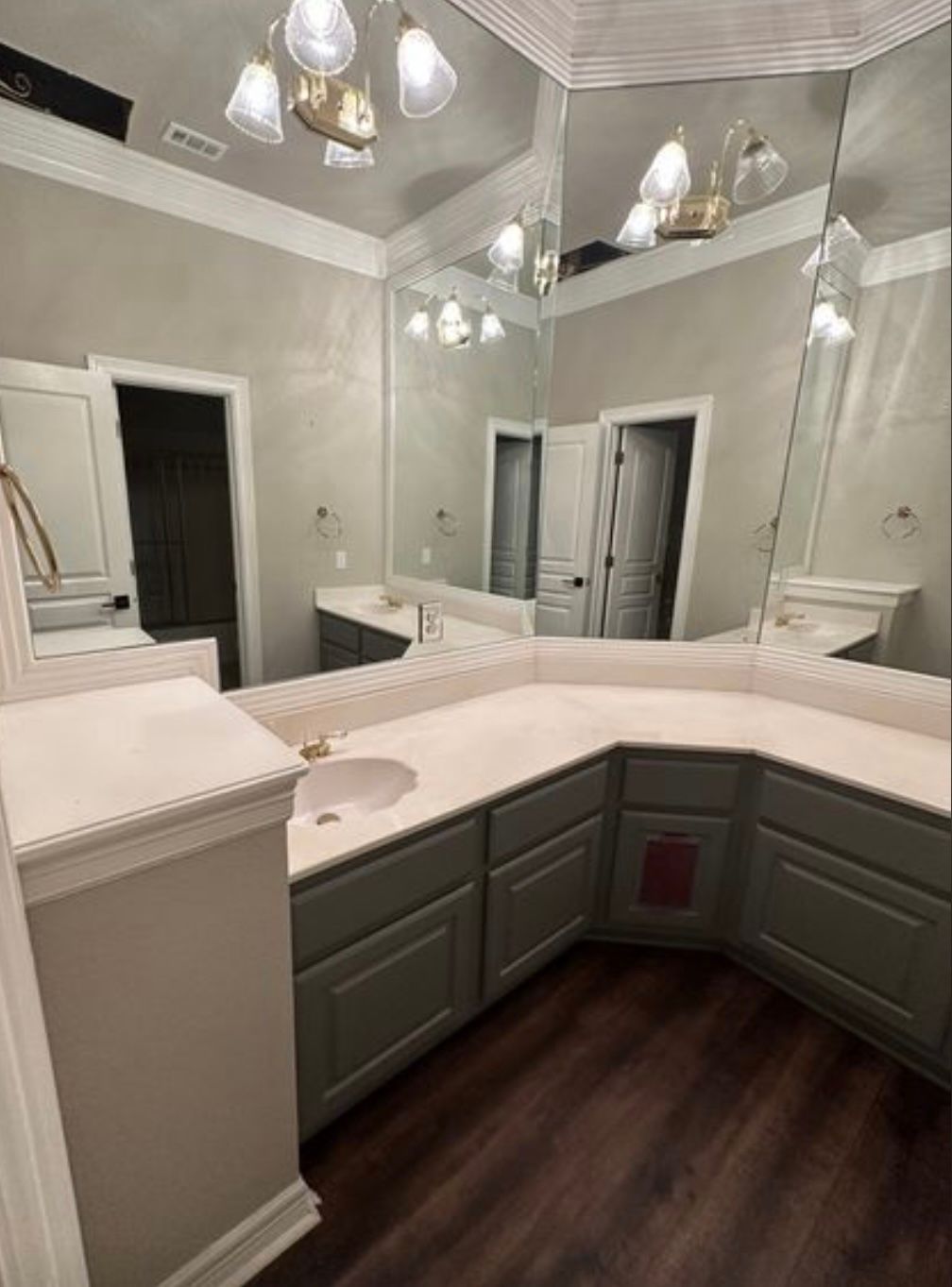 Austin bathroom before remodel with closed off layout in Riverplace