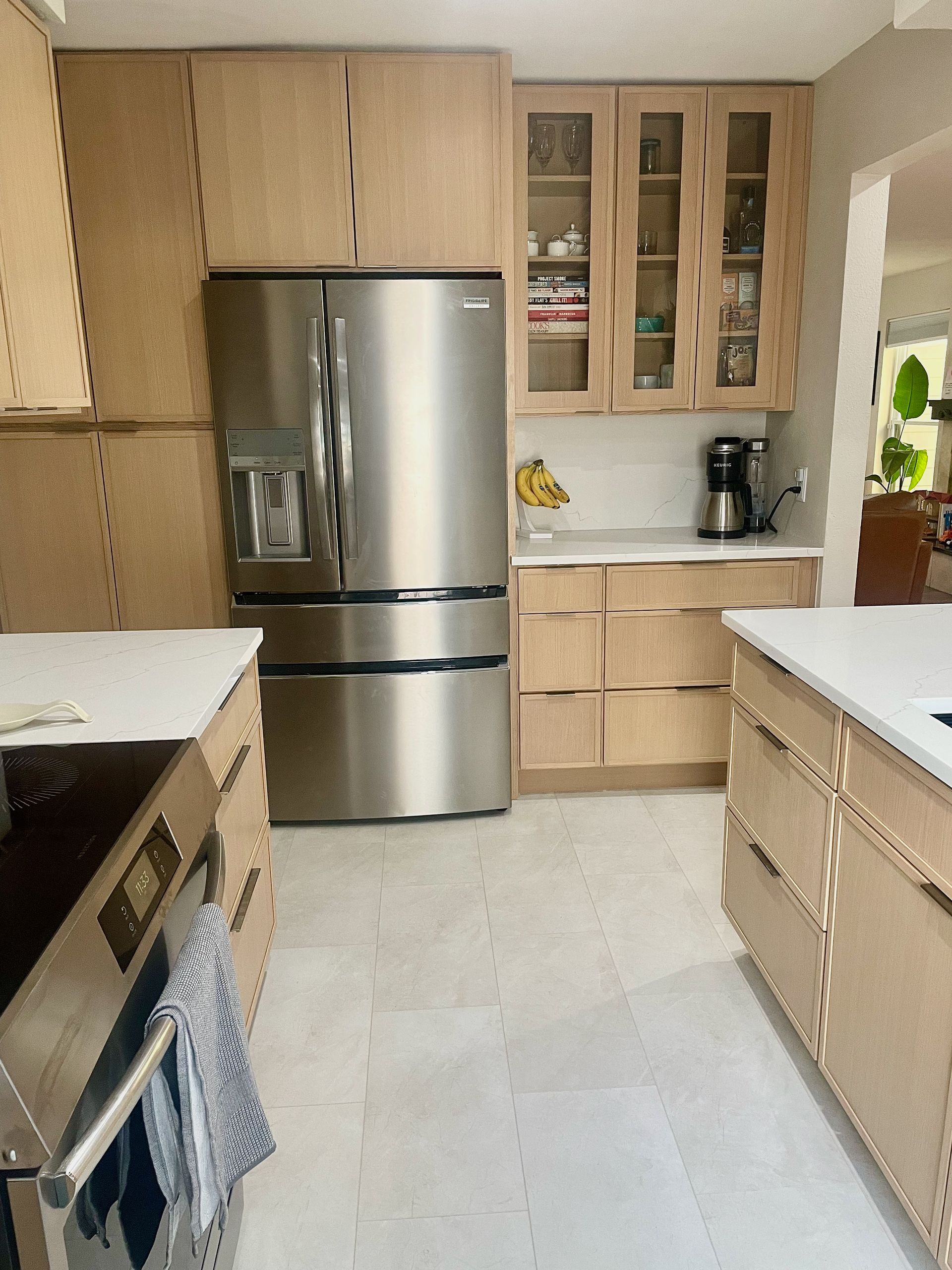 North Austin kitchen remodel with slim shaker cabinets and new pantry cabinet