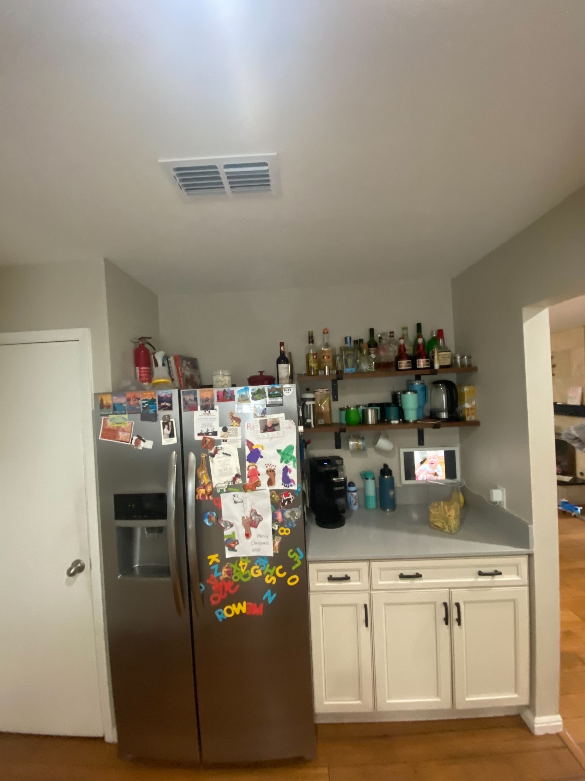 North Austin kitchen before remodel with raised bar top and old pantry