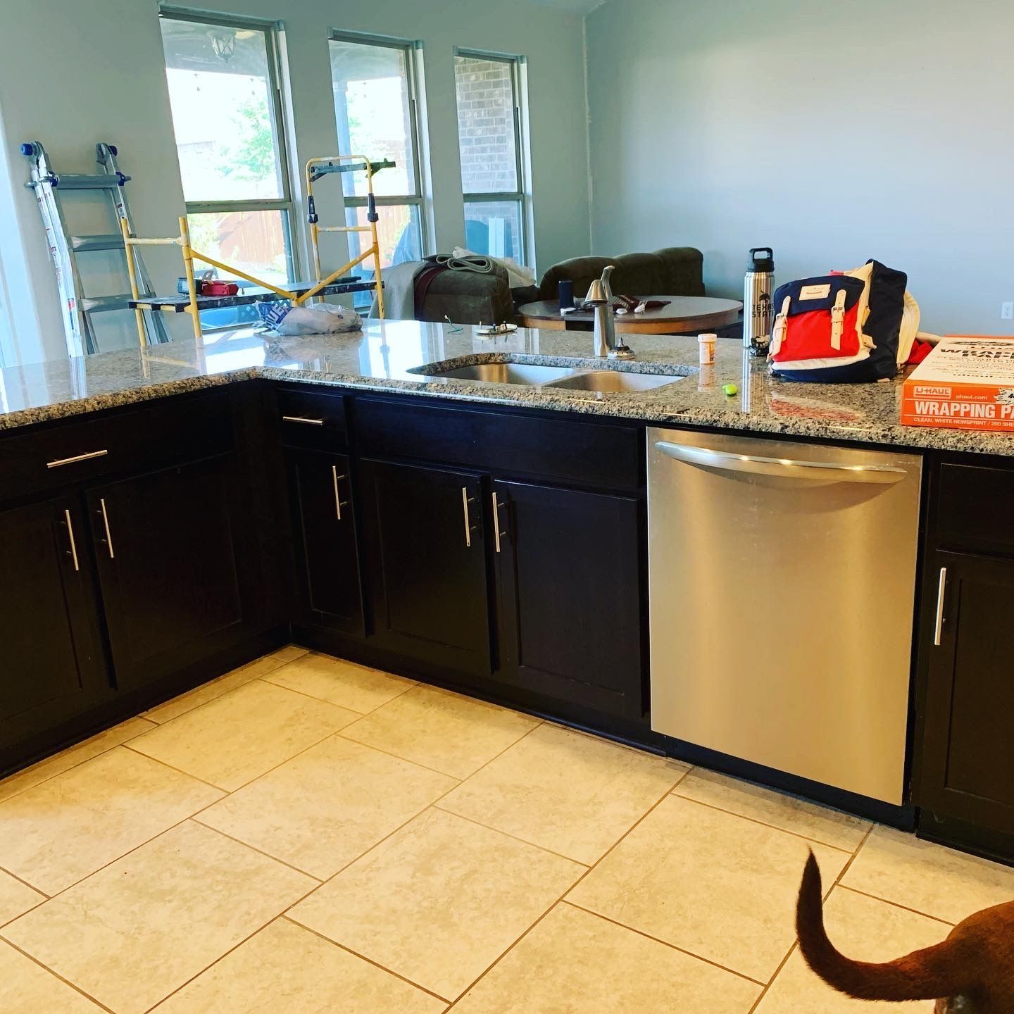 Round Rock kitchen before remodel with older flooring and countertops