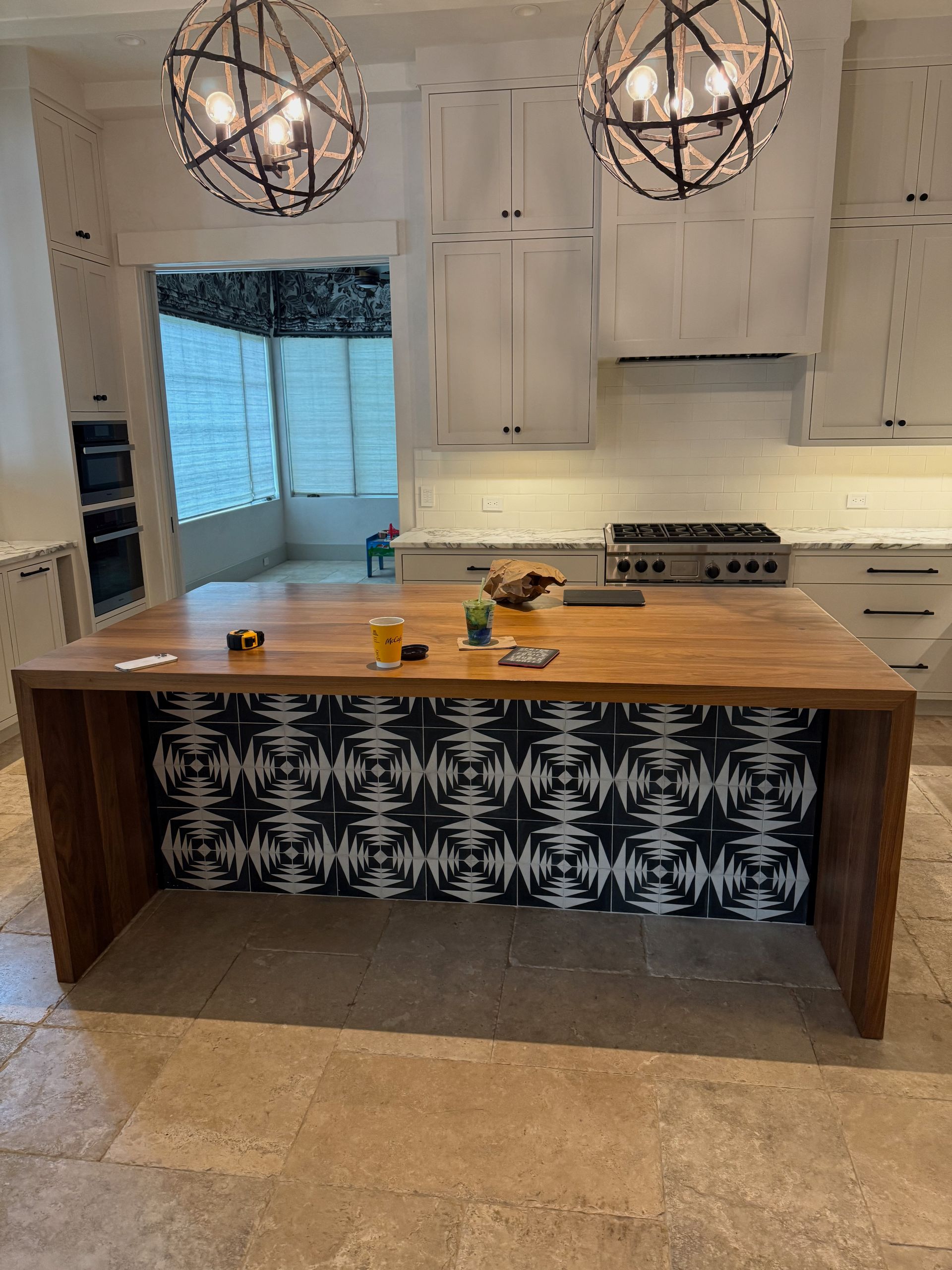 Austin kitchen remodel in Tarrytown before custom walnut island and quartzite installation
