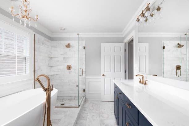 Master bathroom remodel layout planning in Austin with shower, vanity, and storage design for 2026