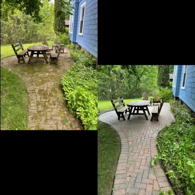 patio pressure washing before and after