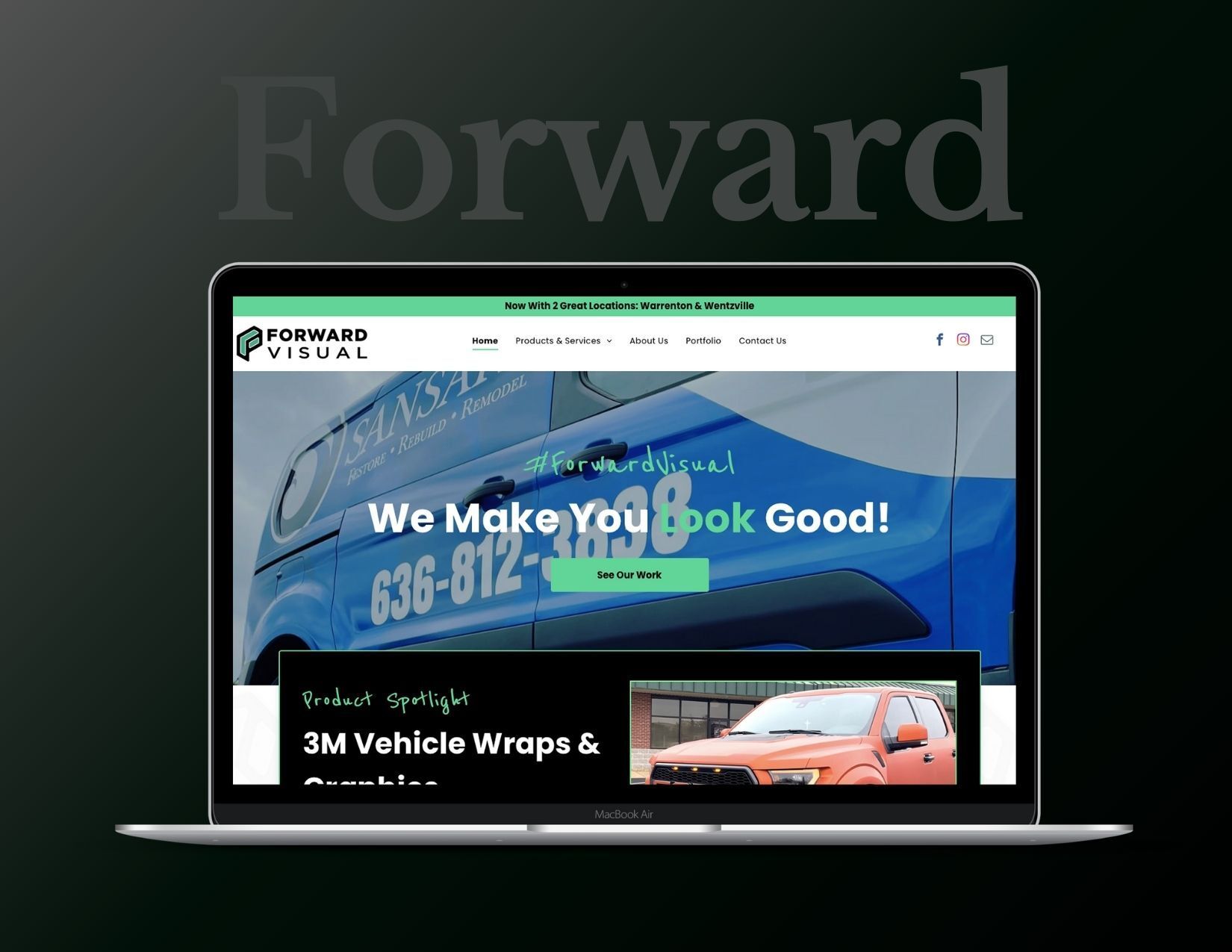 a laptop is open to a website that says forward