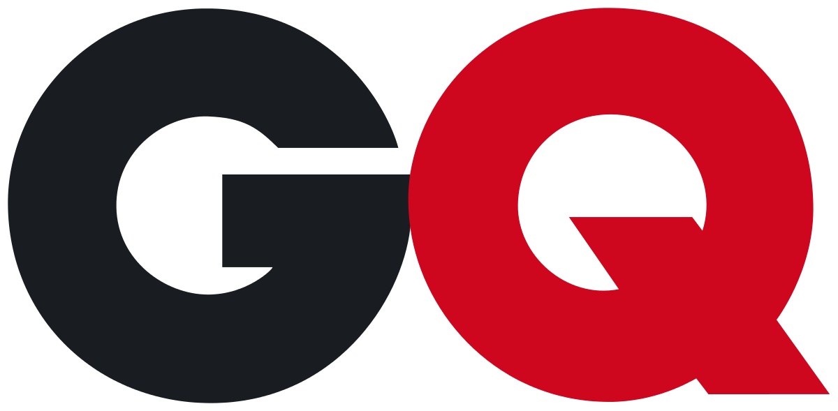 A black and red logo for gq magazine