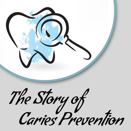 A logo for the story of caries prevention