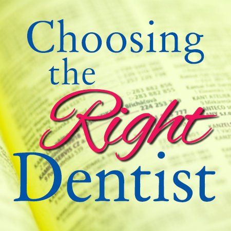A book is open to a page that says choosing the right dentist