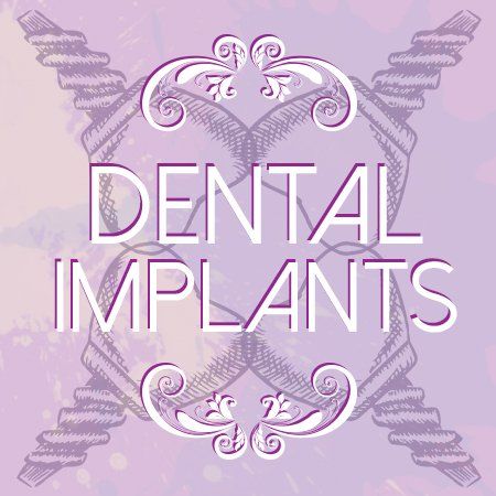 A purple background with the words `` dental implants '' written on it.