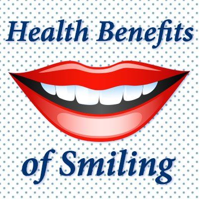 A picture of a smiling mouth with the words health benefits of smiling below it