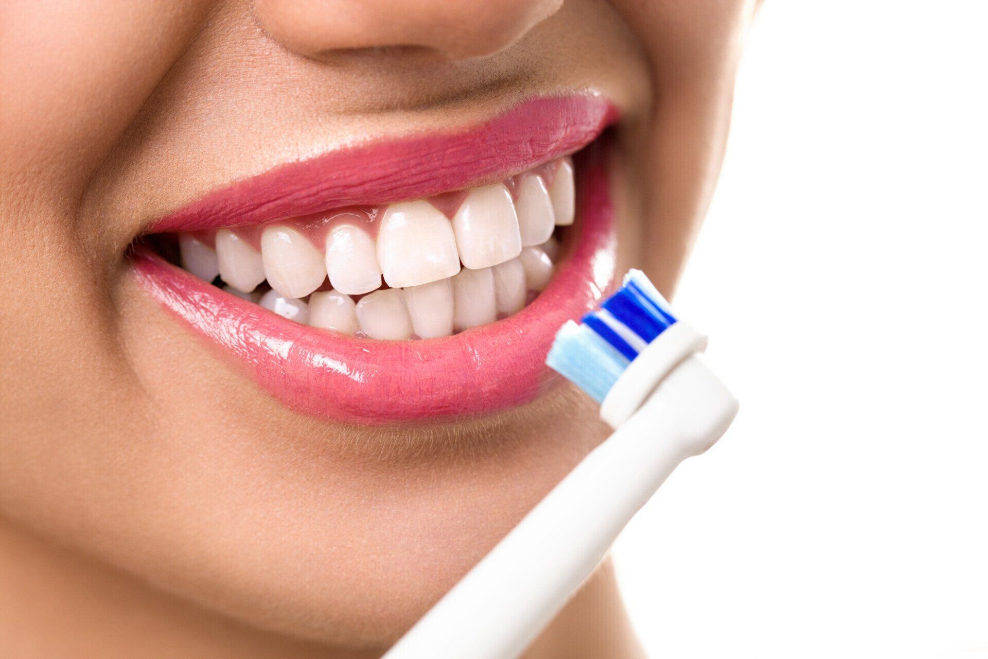 Woman brushing her teeth