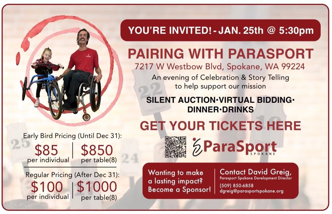 Pairing with ParaSport Jan. 25 invitation with ticket prices and QR code