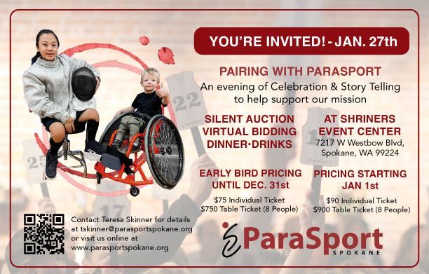 Pairing with ParaSport 2024 invite, Jan. 27 at Shriners Event Center, QR code