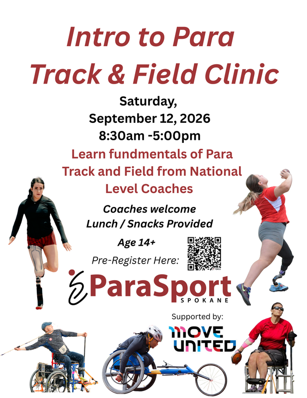 Flyer for the Intro to Para Track and Field Clinic on September 12, 2026