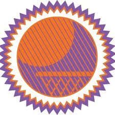 Hoopfest logo, an orange basketball inside a purple sunburst