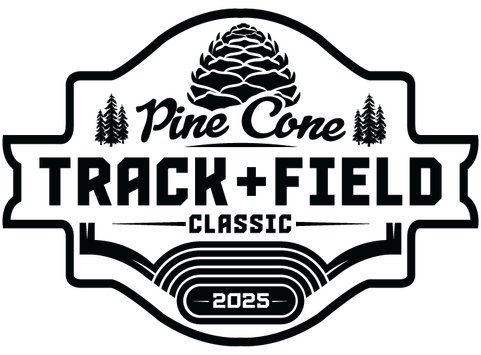 Pine Cone Track and Field Classic 2025 logo with a running track design
