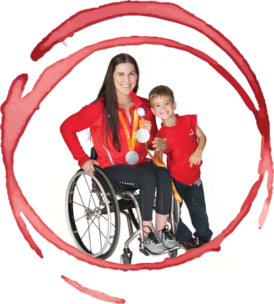 Pairing with ParaSport 2019 graphic of a medalist in a wheelchair and a boy