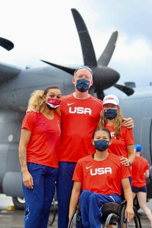 ParaSport Spokane athletes and coaches in Team USA shirts at camp in Japan