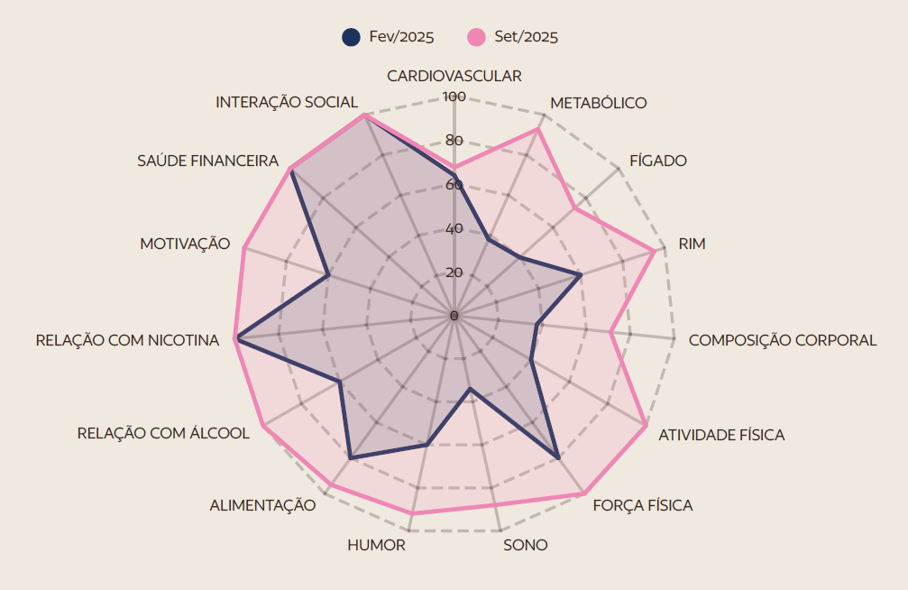 Gráfico radar exemplificando a visualização oficial do Mapa CMEV.