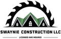 Swaynie Construction LLC logo with black saw blade, green roof shapes, and “Licensed and Insured” text