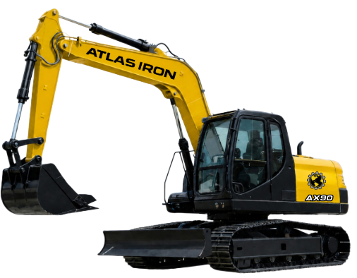 Yellow mini-excavator with black tracks and canopy; bucket lowered, ready to dig.