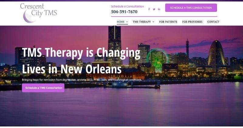 The website for crescent city tms therapy is changing lives in new orleans.