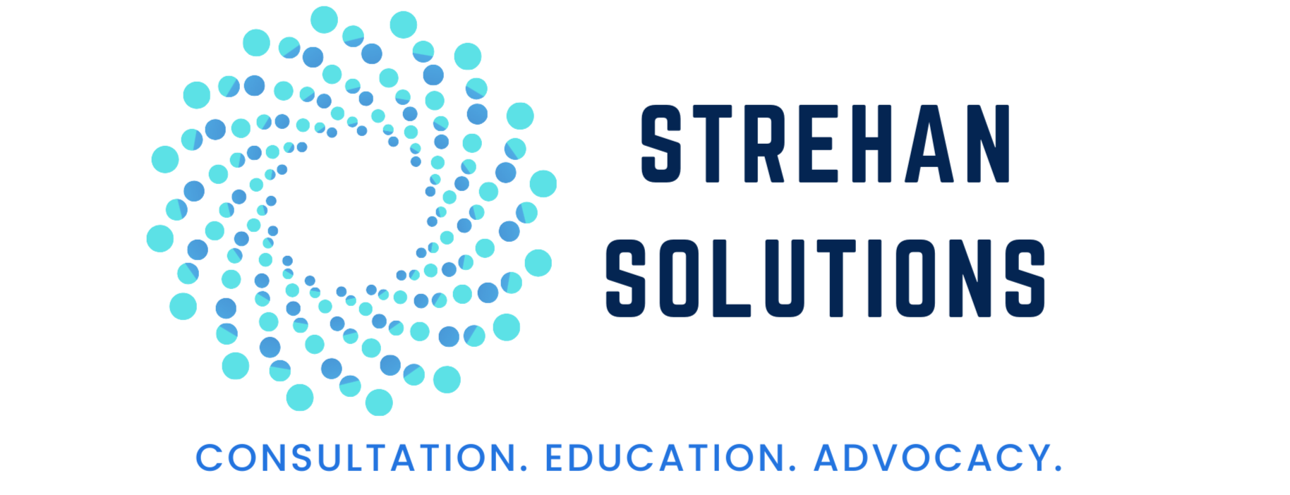 A logo for strehan solutions , a company that provides consultation , education , and advocacy.
