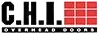C.H.I. Overhead Doors logo with black text and red square icon