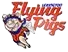 Flying Pigs logo with a cartoon pig flying beside red text on white background