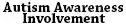 Autism Awareness emblem with black text and multicolored infinity symbol on a white background