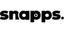 A black and white logo for snapps on a white background.