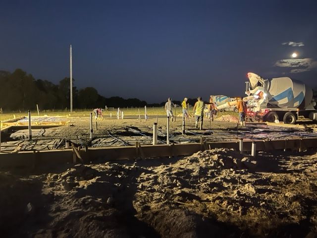 pouring concrete foundation new home
