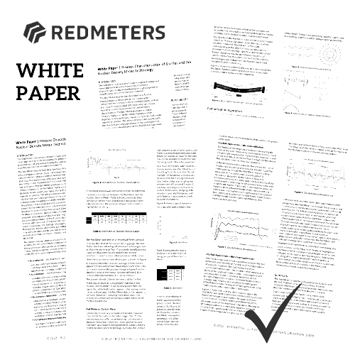 White paper by Redmeters, consisting of several pages of text, diagrams, and a checkmark icon.