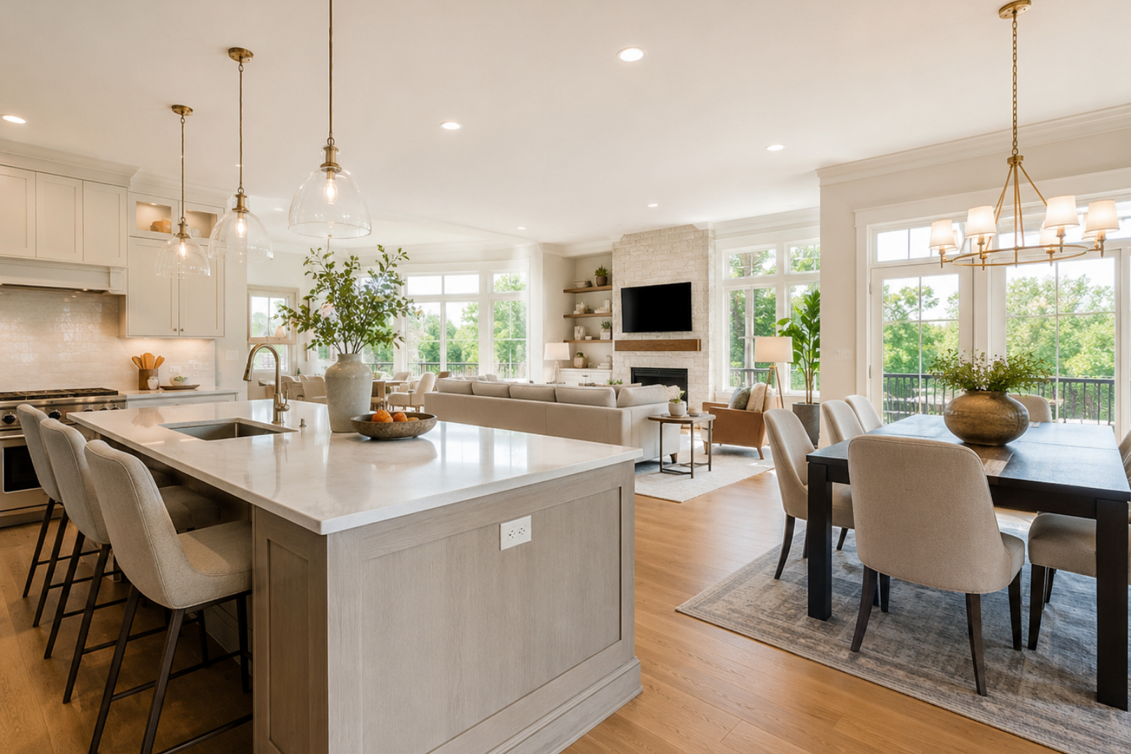 Open-concept custom home design with modern home features