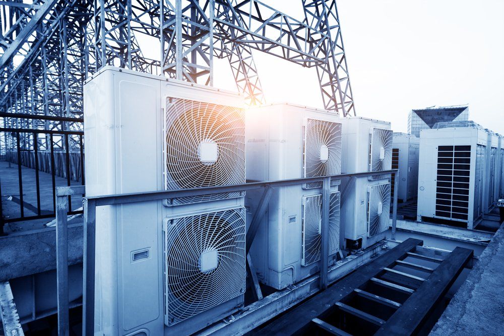 Air Conditioner Units (Hvac) on a Roof of Industrial Building, Providing Commercial Air Conditioning in Townsville