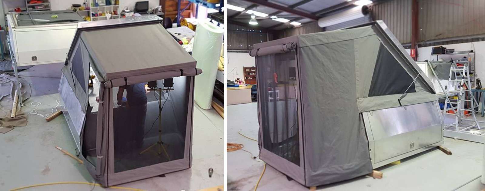 Custom-built UTE canopy showing its structure and design