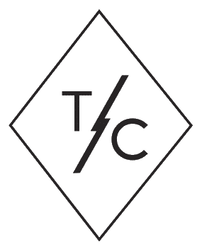 Diamond-shaped logo with "T/C" and lightning bolt symbol in the center.
