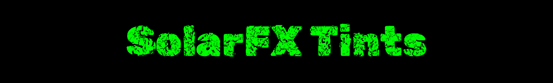 Green neon-style text reading “SolarFXTints” on a black background.