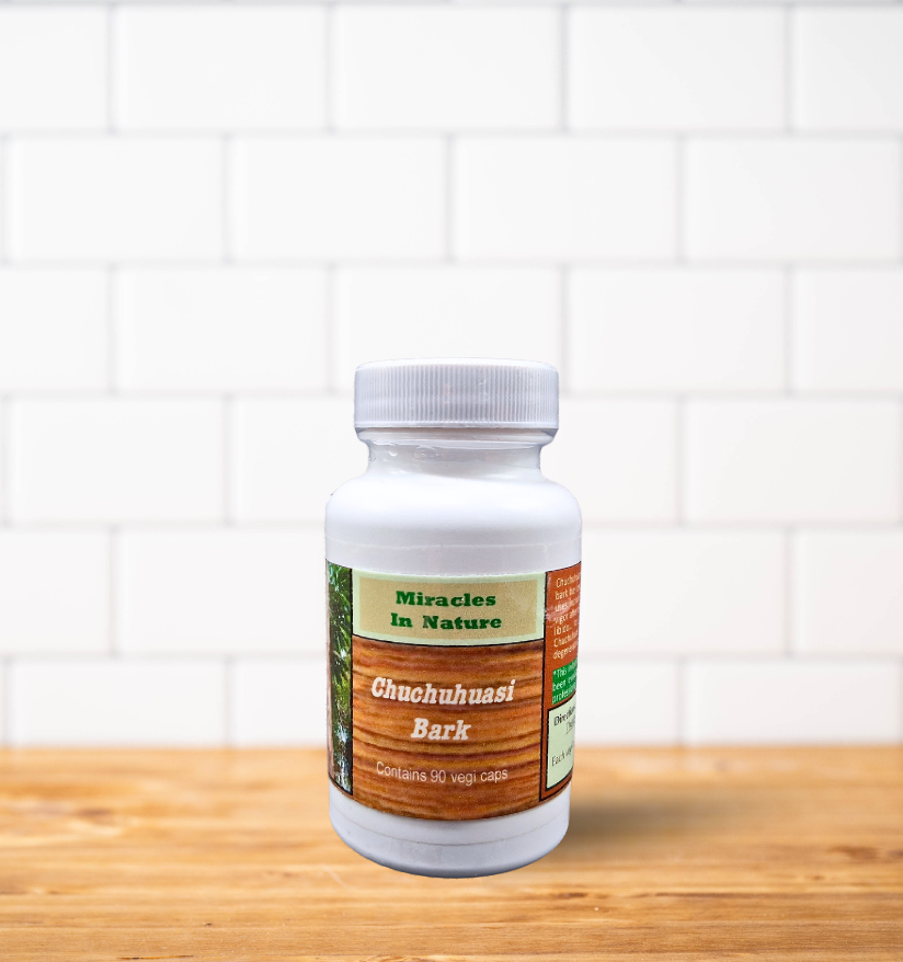 A bottle of bark is sitting on a wooden table.