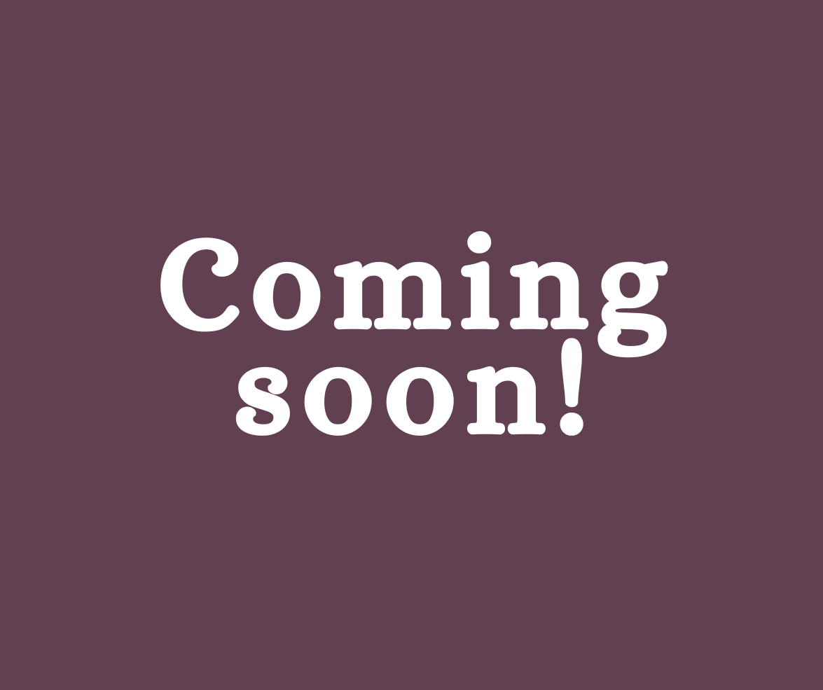 The word coming soon is on a purple background.