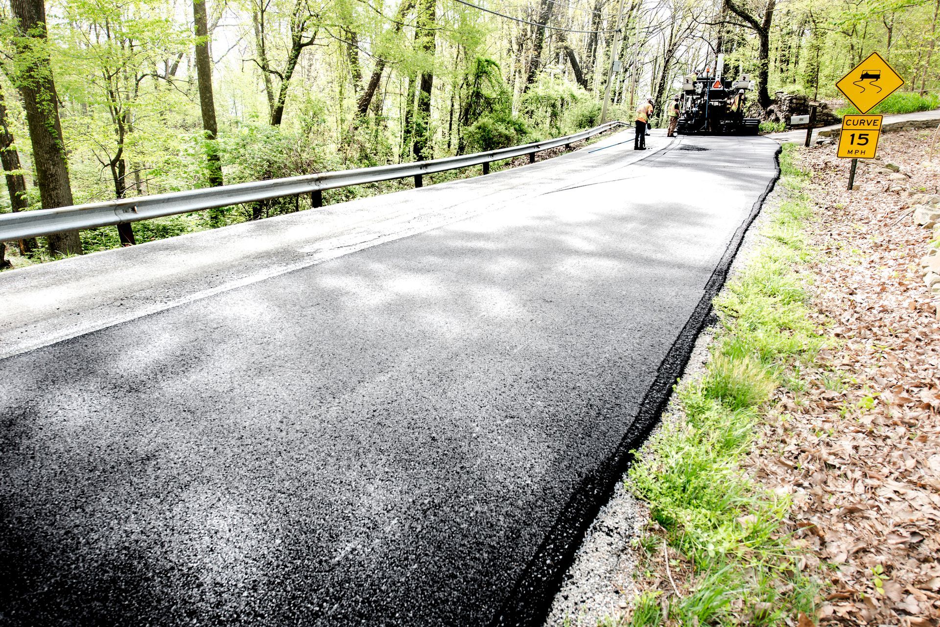 Asphalt Road With Worker — Hendersonville, N.C. — Tarheel Paving